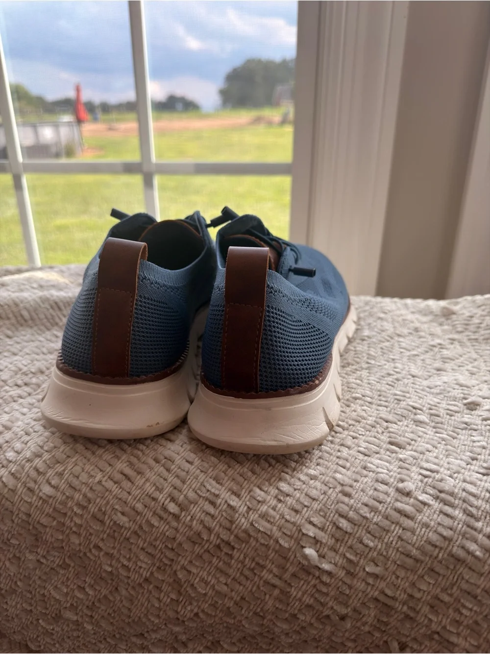 Men's Knit Derby Oxfords in Blue - Lightweight Comfort